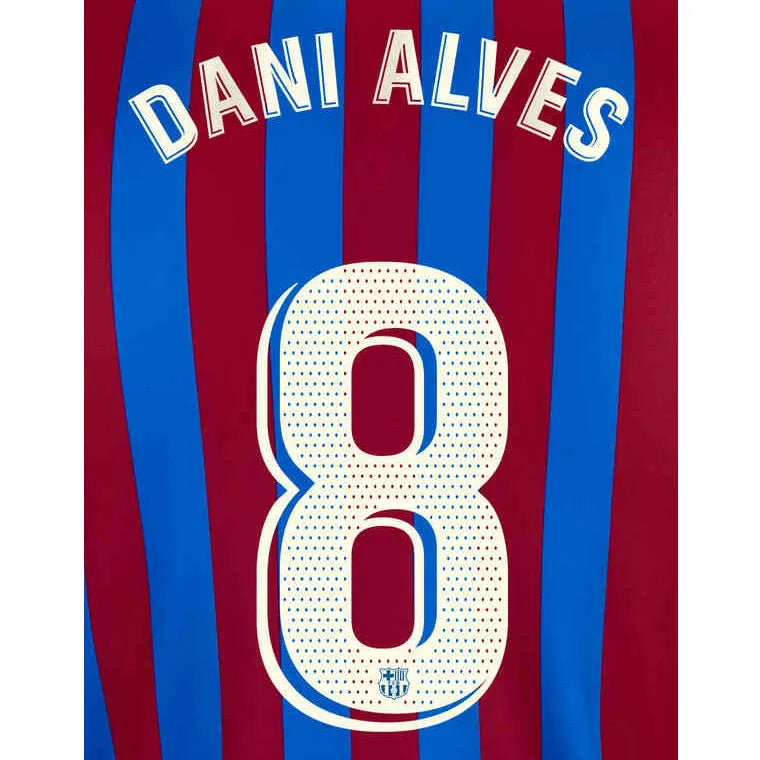 Barcelona 2021 22 Home Dani Alves 8 Jersey Name Set