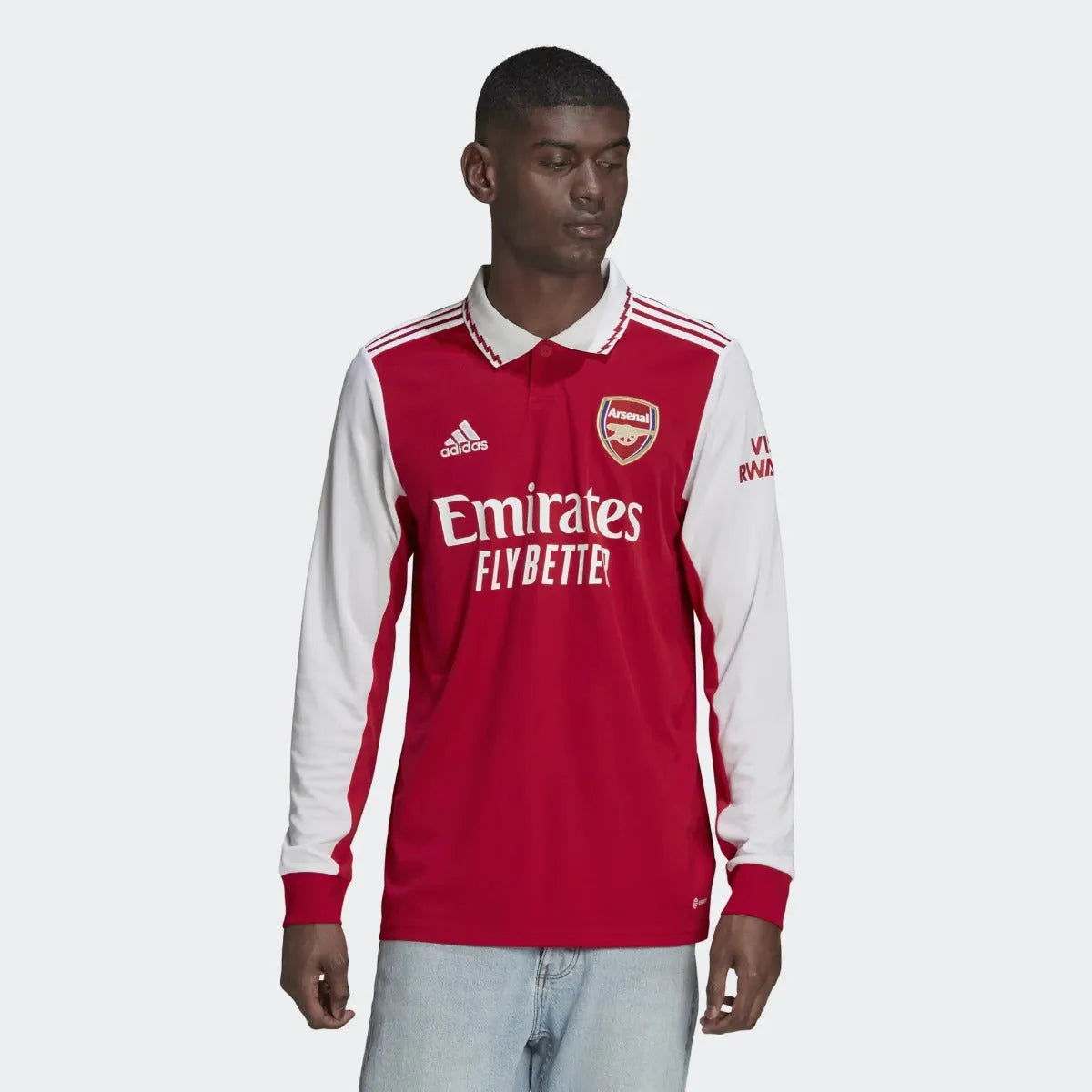 adidas 22 23 Arsenal Home Long Sleeve Jersey Scarlet White