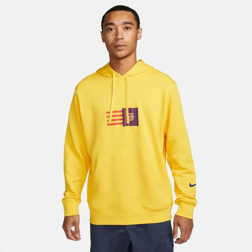 Nike 2023 FC Barcelona Club Hoodie Yellow Deep Royal Blue