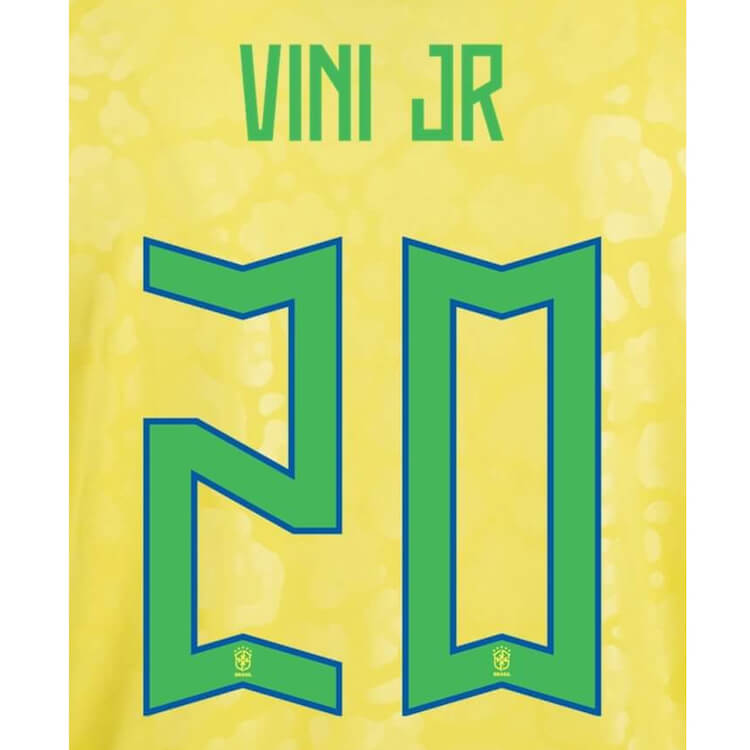 Brazil 2022-23 Home Vini JR #20 Youth Jersey Name Set