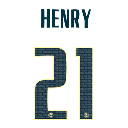 Club America 2021/22 Home Henry #21 Jersey Name Set