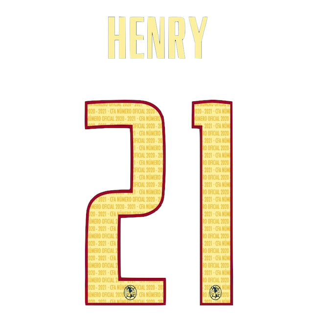 Club America 2021/22 Home Henry #21 Jersey Name Set