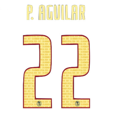 Sporting ID Club America 2020/21 Away P. Aguilar #22 Jersey Name Set