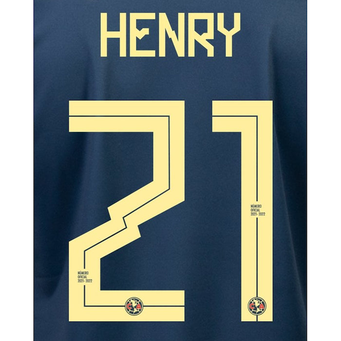 Club America 2021/22 Home Henry #21 Jersey Name Set