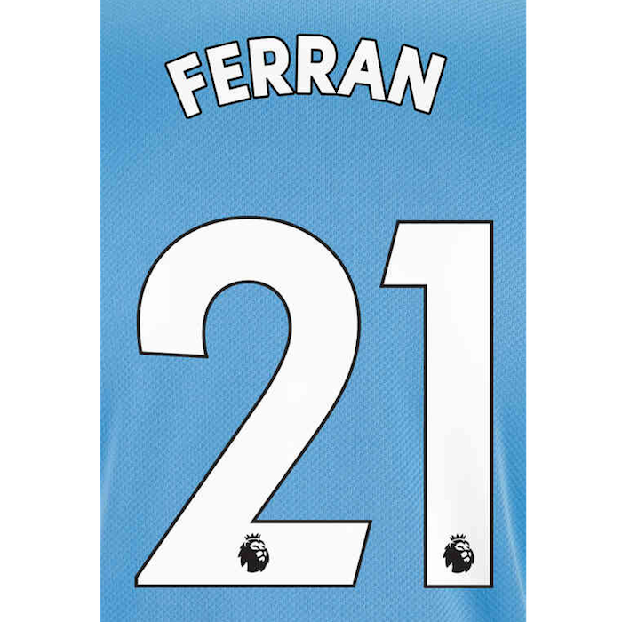 Manchester City 2021/22 Home Ferran #21 Jersey Name Set White