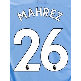 Man City 2019/20 Home Mahrez #26 Jersey Name Set-White