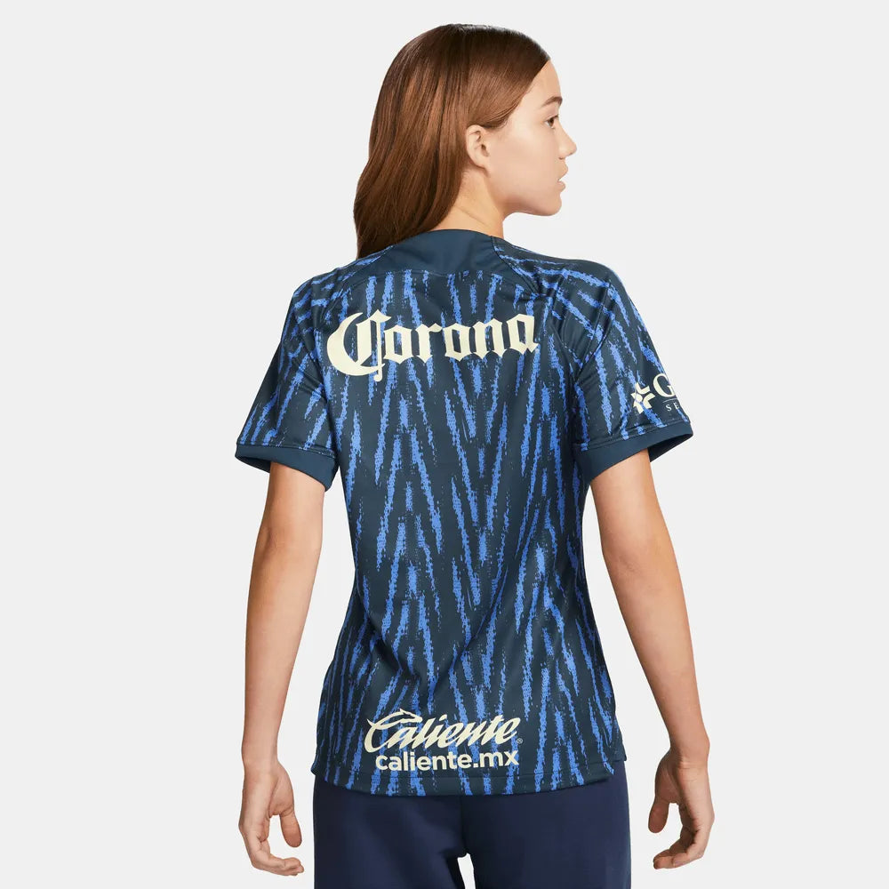 Nike 2022-23 Club America Women's Away Jersey - Armory Navy-Lemon (Model - Back)