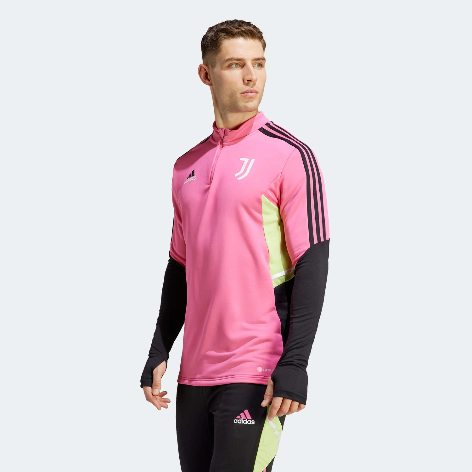 adidas 2023 Juventus Training Top - Pink-Black (Model - Front)