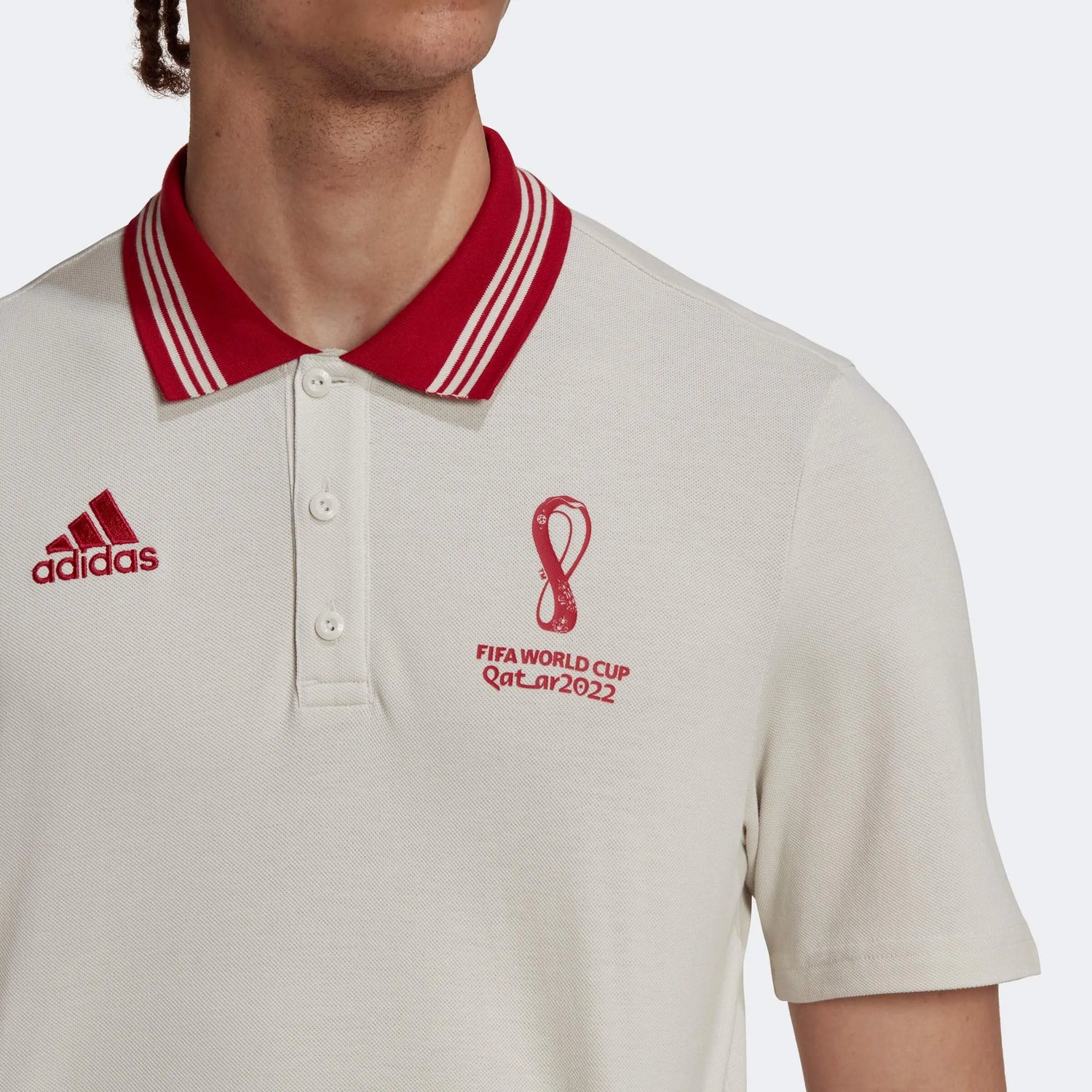 adidas 2022 FIFA World Cup Official Emblem Polo Shirt - Talc (Detail 1)