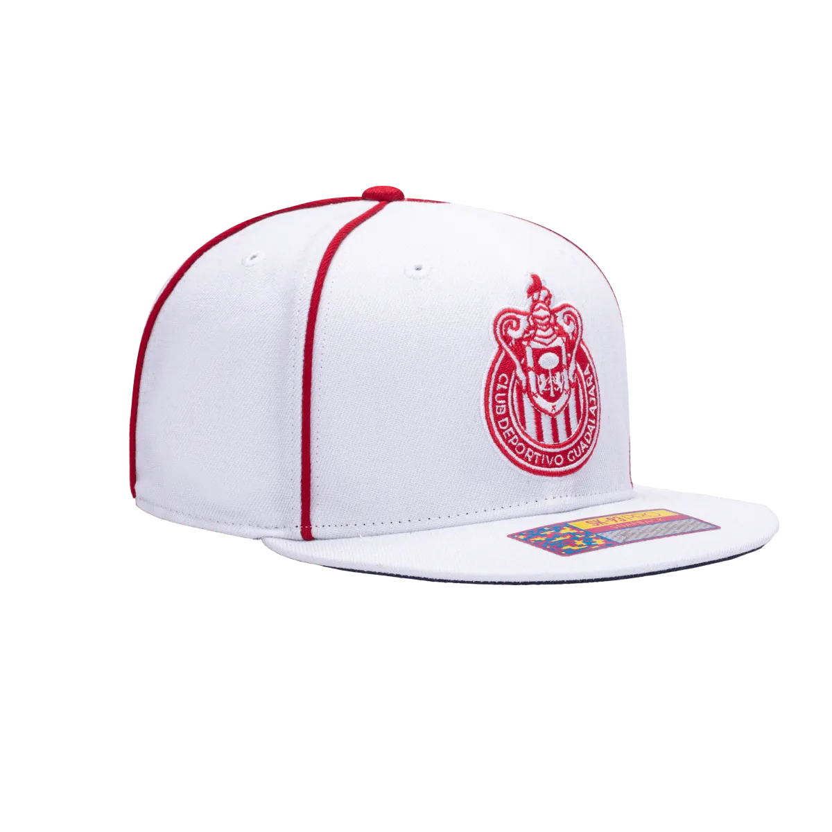 FI Collection Chivas Cali Day Snapback Hat - White-Red (Diagonal 2)