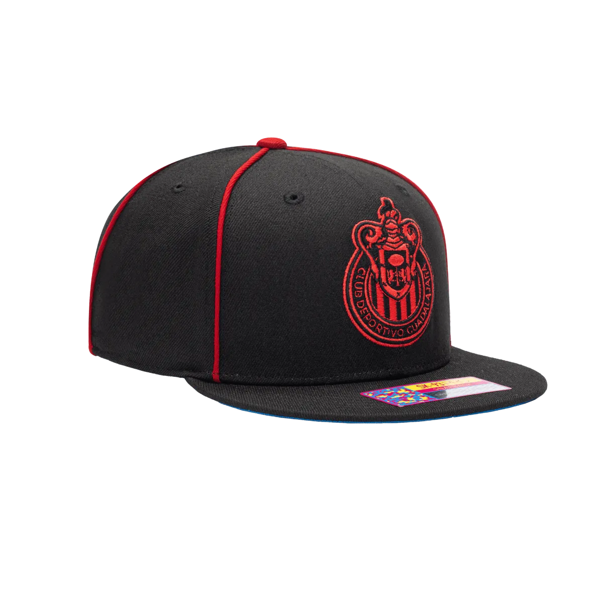 FI Collection Chivas Cali Night Snapback Hat - Black-Red (Diagonal 2)