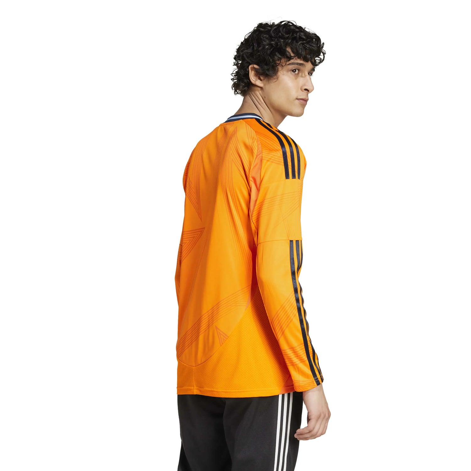 adidas 2024-25 Real Madrid Men's Long-Sleeve Away Jersey Crew Orange (Model - Back)