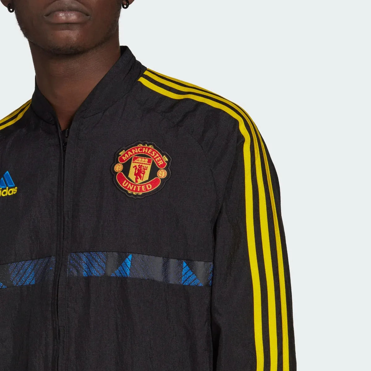 Adidas 2021-22 Manchester United Icons Woven Jacket - Black-Yellow-Royal (Detail 1)