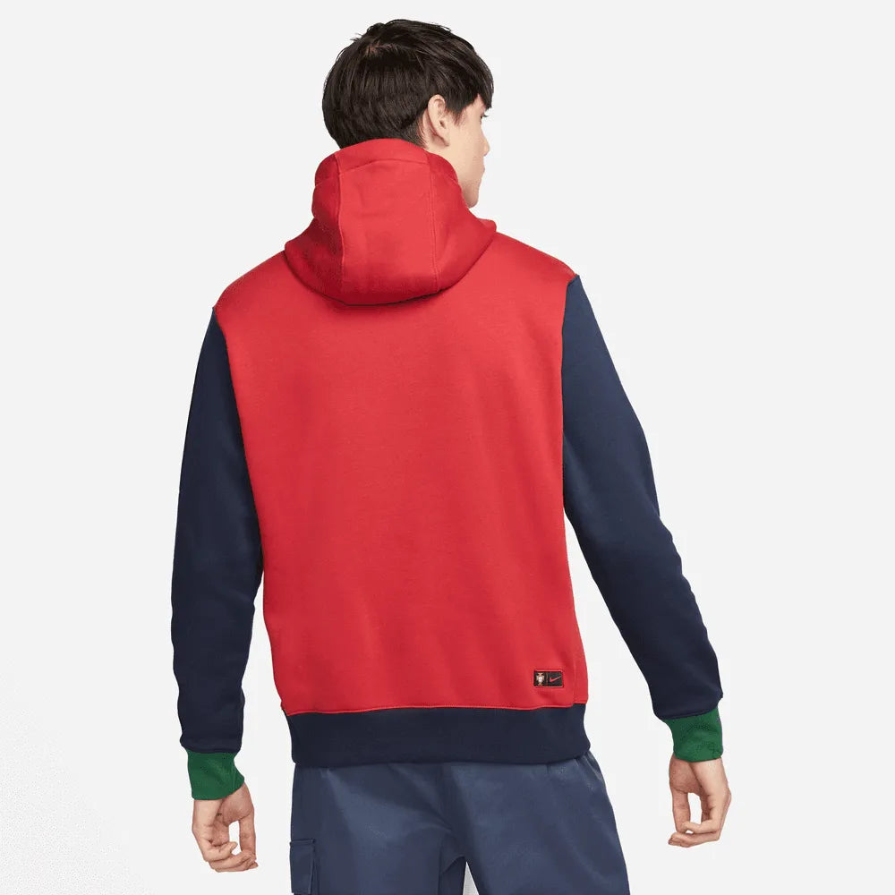 Nike 2022-23 Portugal Fleece PO Hoodie - Red-Obsidian-Green (Model - Back)