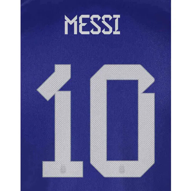 Argentina 2022-23 Away Messi #10 Youth Jersey Name Set (Back)