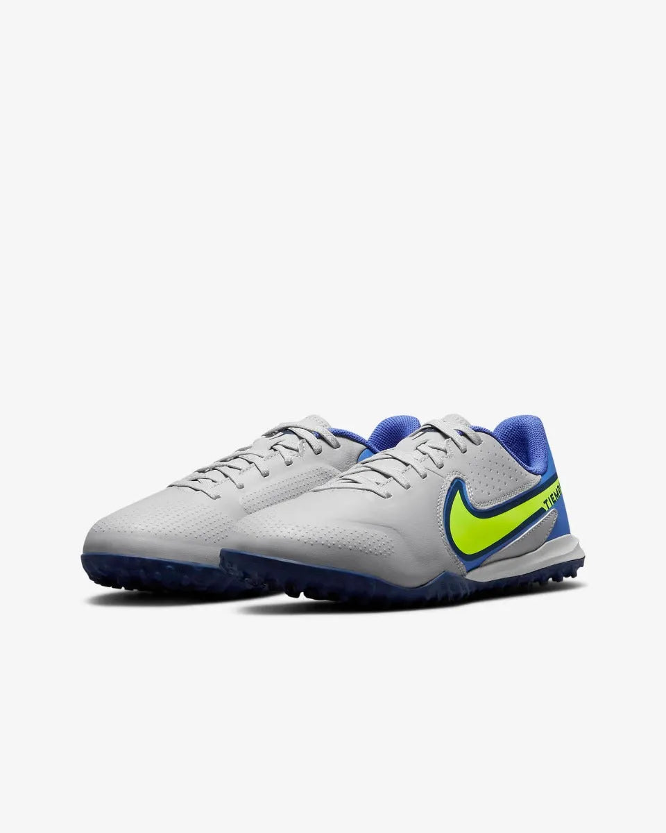 Nike JR Legend 9 Academy TF - Grey-Sapphire-Volt (Pair - Diagonal)