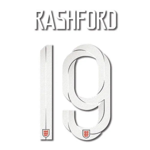 England 2018 Away Rashford #19 Jersey Name Set