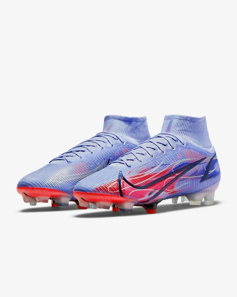 Nike Superfly 8 Elite KM FG - Light Thistle-Bright Crimson (Pair - Diagonal)