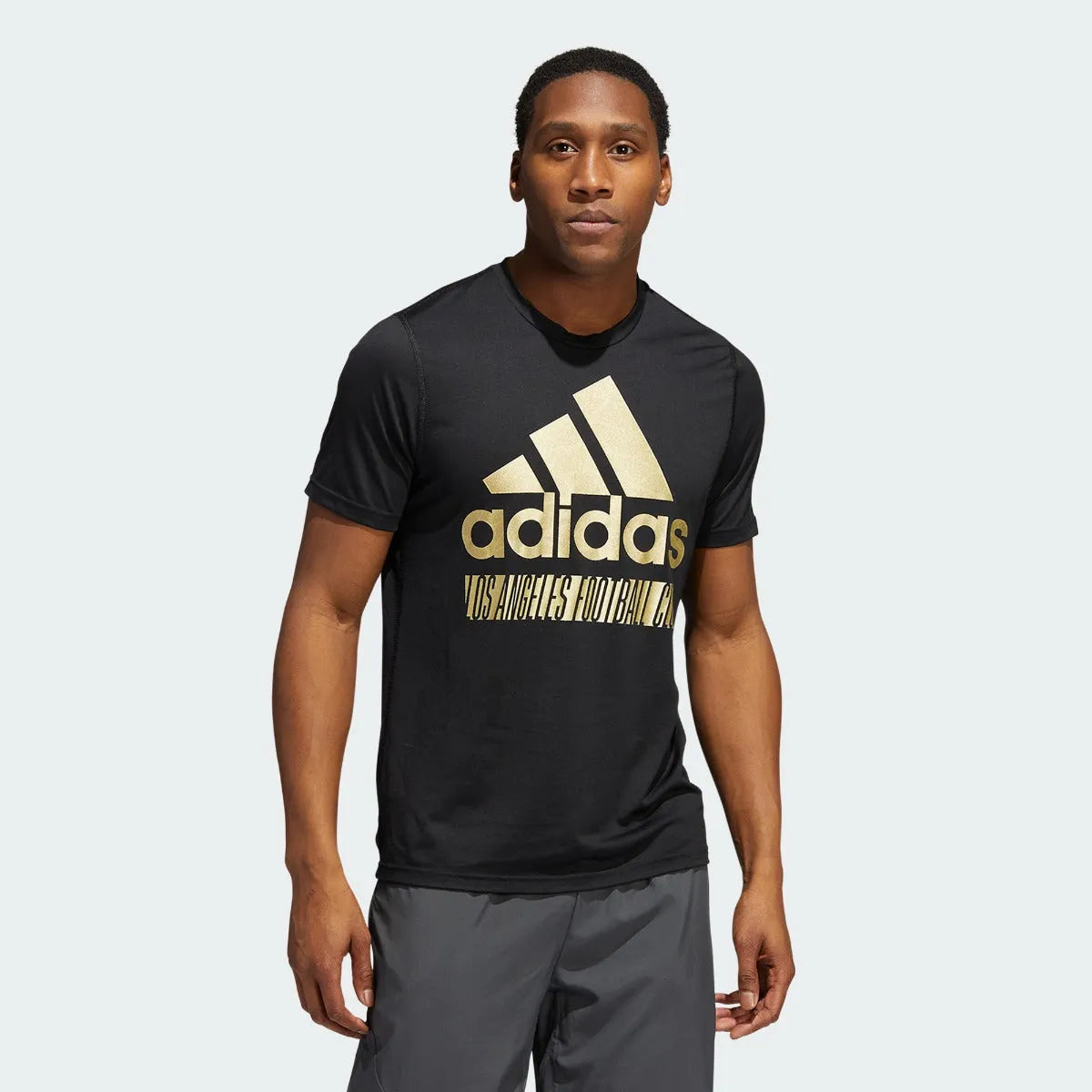 adidas LAFC 2022 Creator Short Sleeve Tee - Black-Gold (Model - Front)