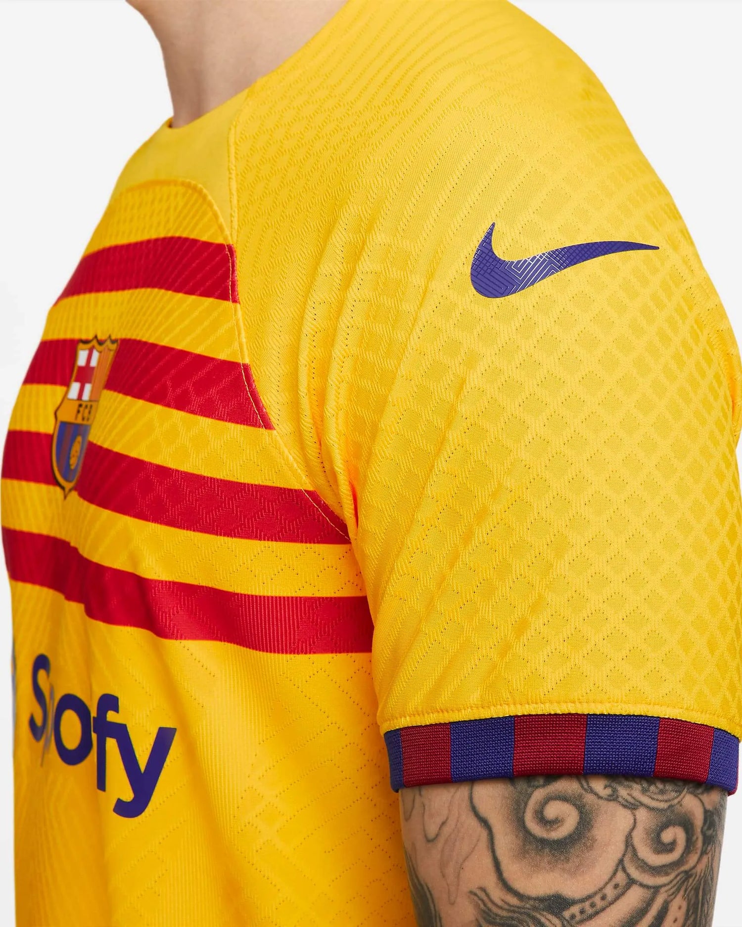 Nike 2023 FC Barcelona Authentic Fourth Jersey Yellow Red