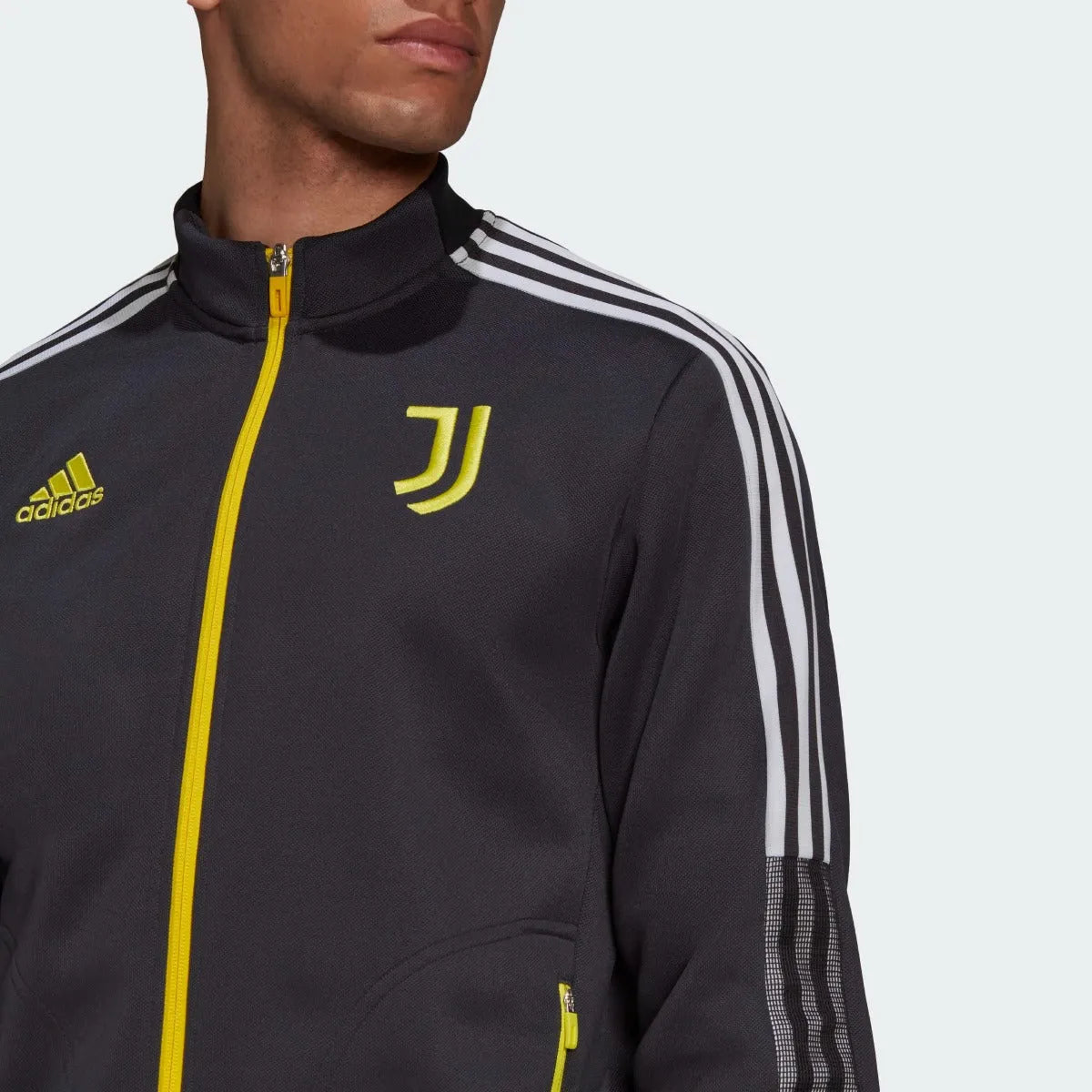 Adidas 2021-22 Juventus Anthem Jacket - Carbon-Yellow (Detail 1)