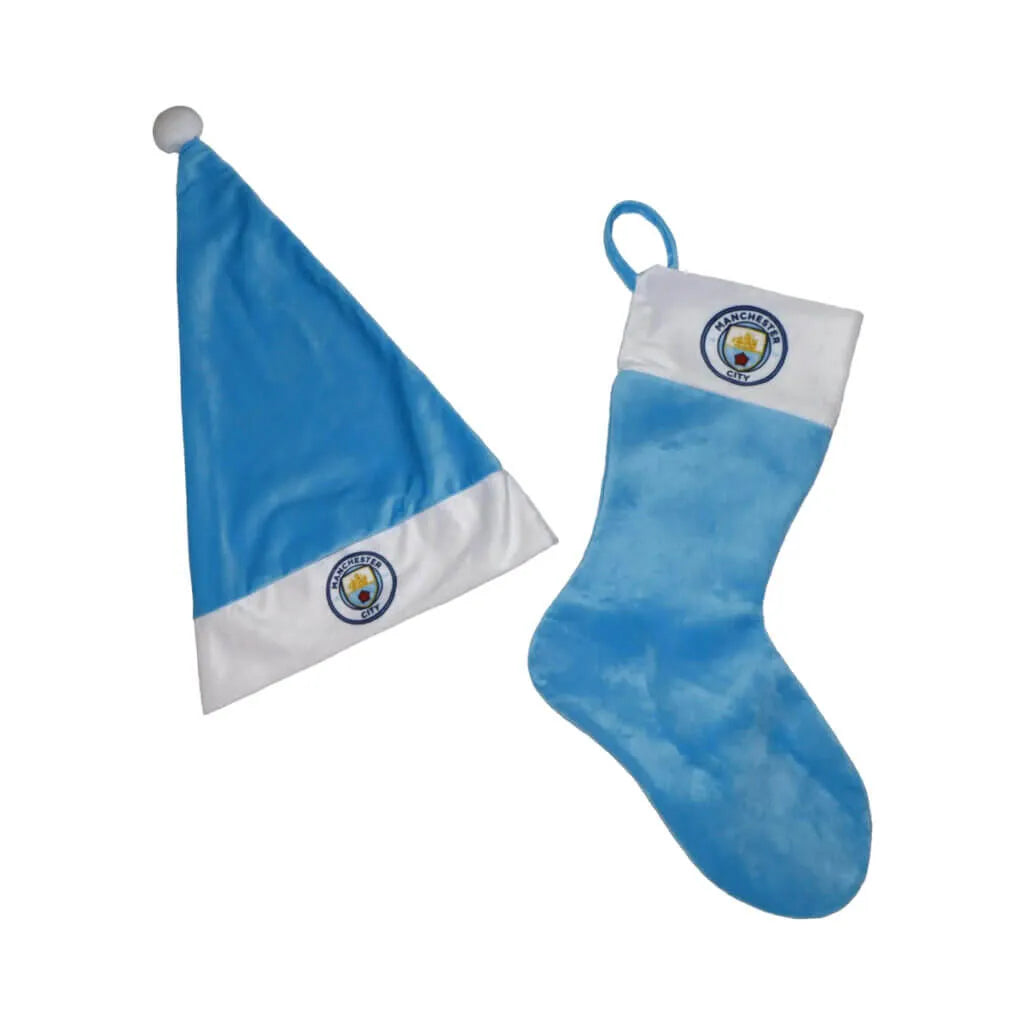 Manchester City Santa Hat & Stocking Set (Front)