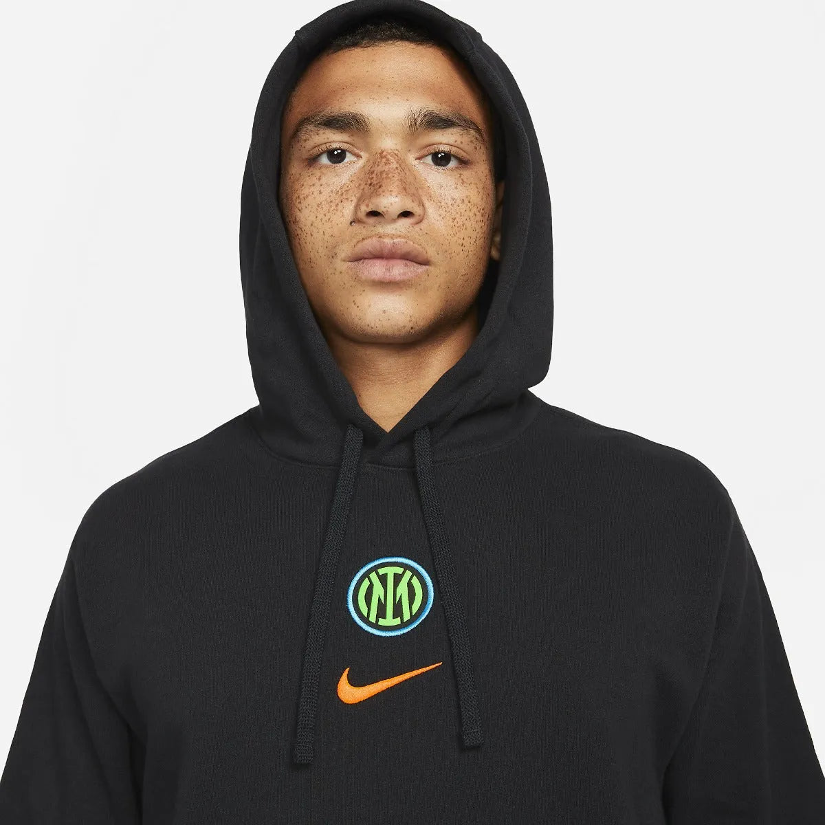 Nike 2021-22 Inter Milan MNSW Pull-Over Club Hoodie - Black (Detail 1)