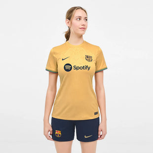 Nike 2022-23 FC Barcelona Women's Away Jersey - Club Gold-Obsidian (Model - Front)