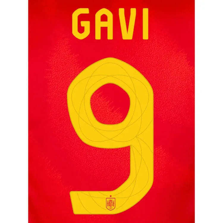 Spain 2024 25 Home Gavi #9 Jersey Name Set (Back)