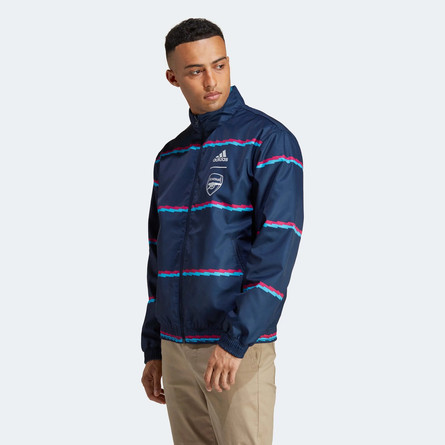 adidas 2023 Arsenal Reversible Anthem Jacket - Sky Rush (Model - Side)