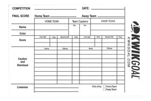 Kwik Goal Referee Score Sheet