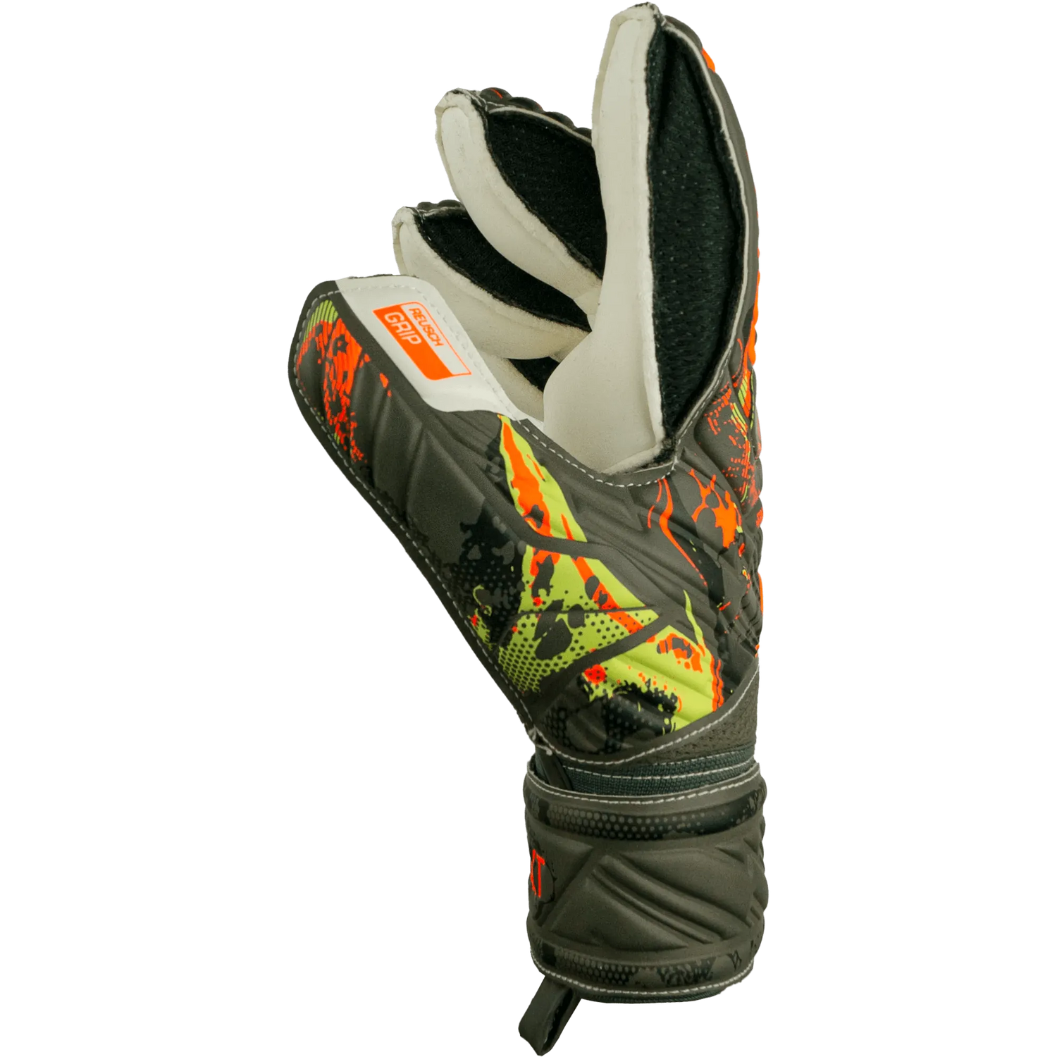 Reusch Attrakt Grip Desert Bloom Collection Goalkeeper Gloves - Olive Green-Orange (Single - Side)