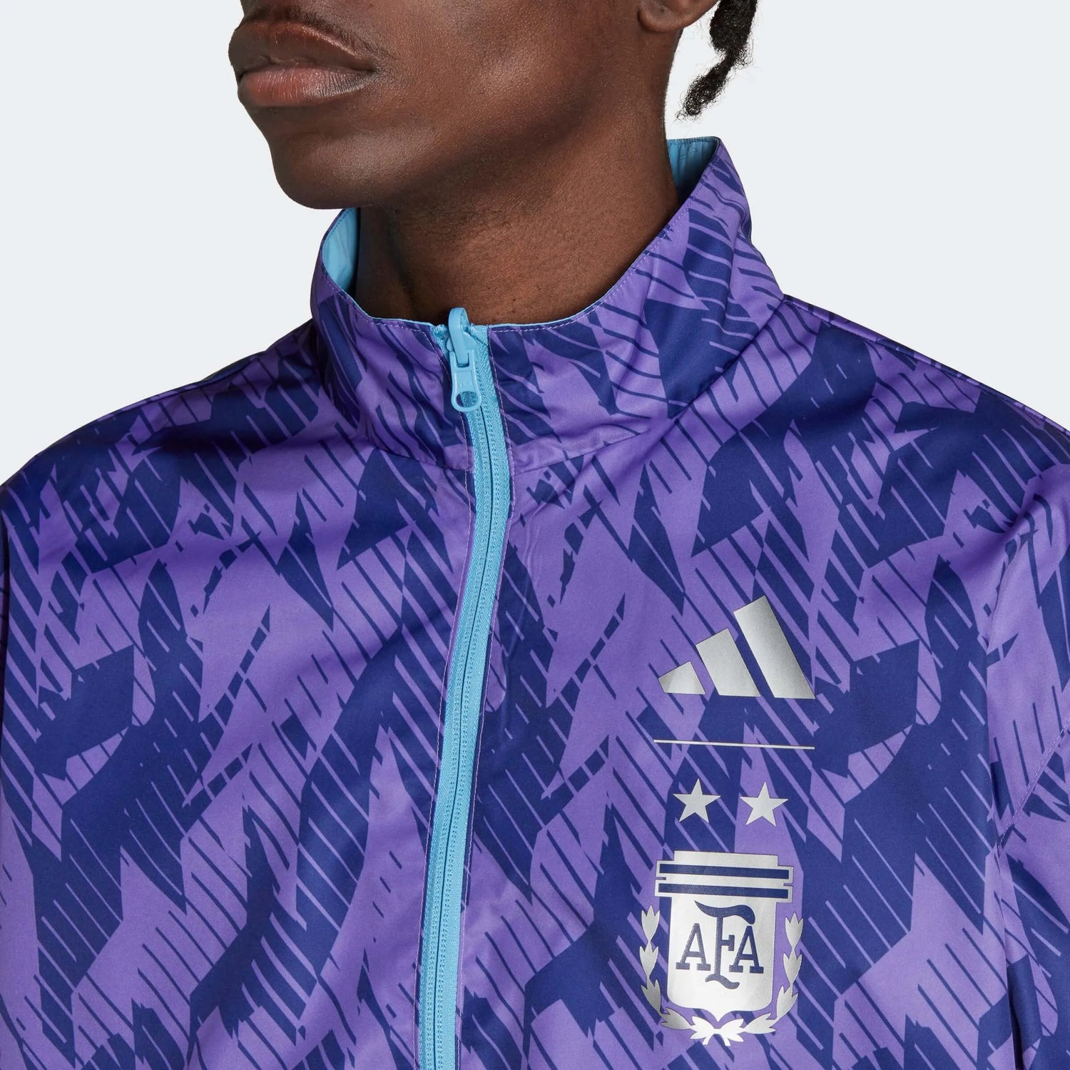 Adidas 2022-23 Argentina Anthem Jacket Sky Blue-White (Detail 1)