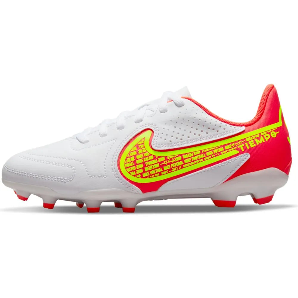 Nike JR Legend 9 Club FG-MG - White-Volt-Crimson (Side 1)