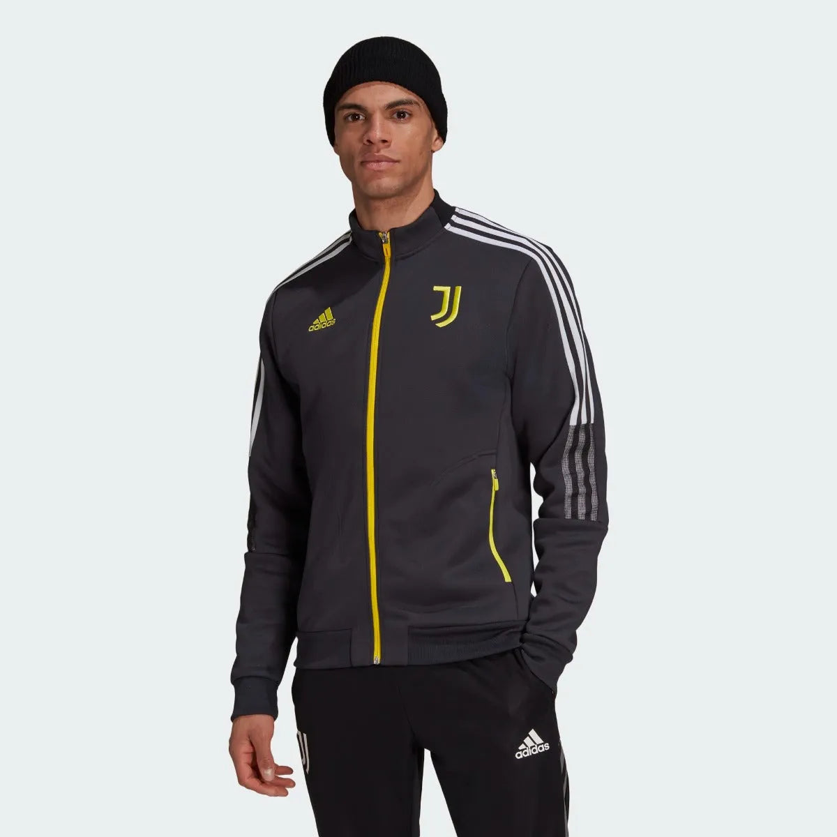 Adidas 2021 22 Juventus Anthem Jacket Carbon Yellow