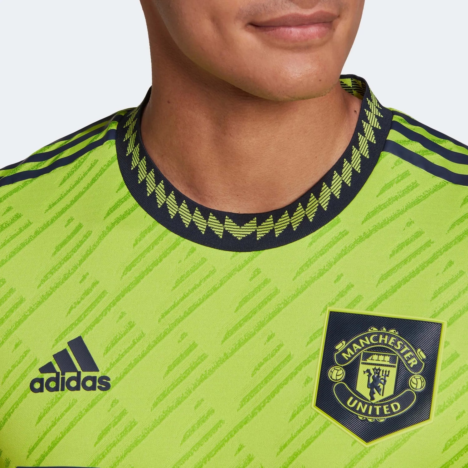 adidas 2022-23 Manchester United Authentic Third Jersey - Solar Slime (Detail 1)