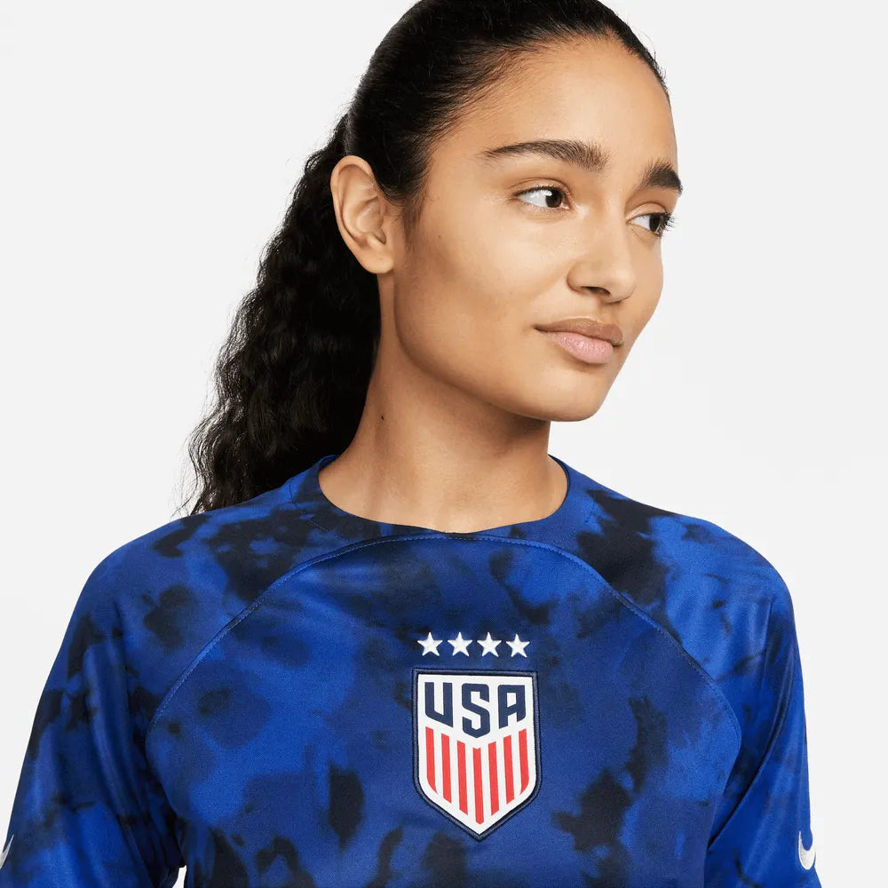 Nike 2022-23 USA Away Women 4 Star Jersey Bright Blue-White (Detail 1)