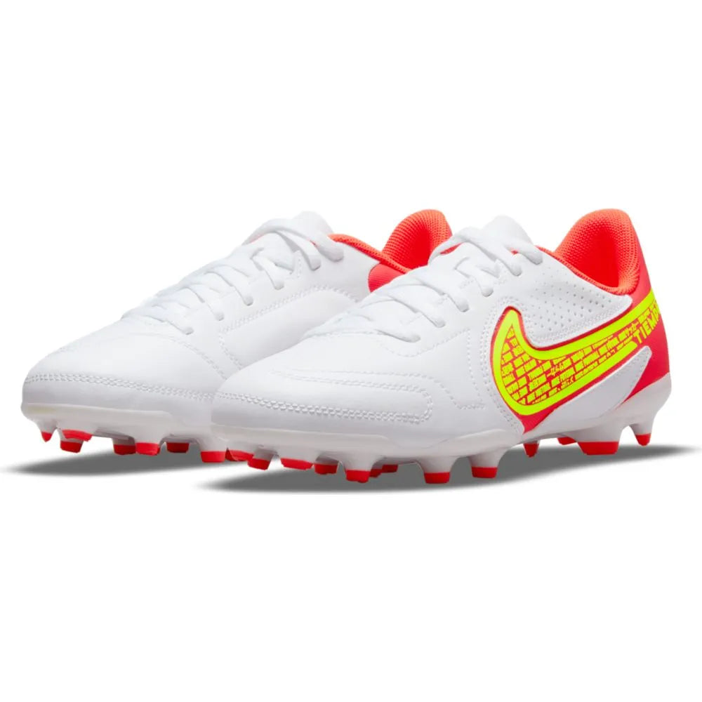 Nike JR Legend 9 Club FG-MG - White-Volt-Crimson (Pair - Diagonal)