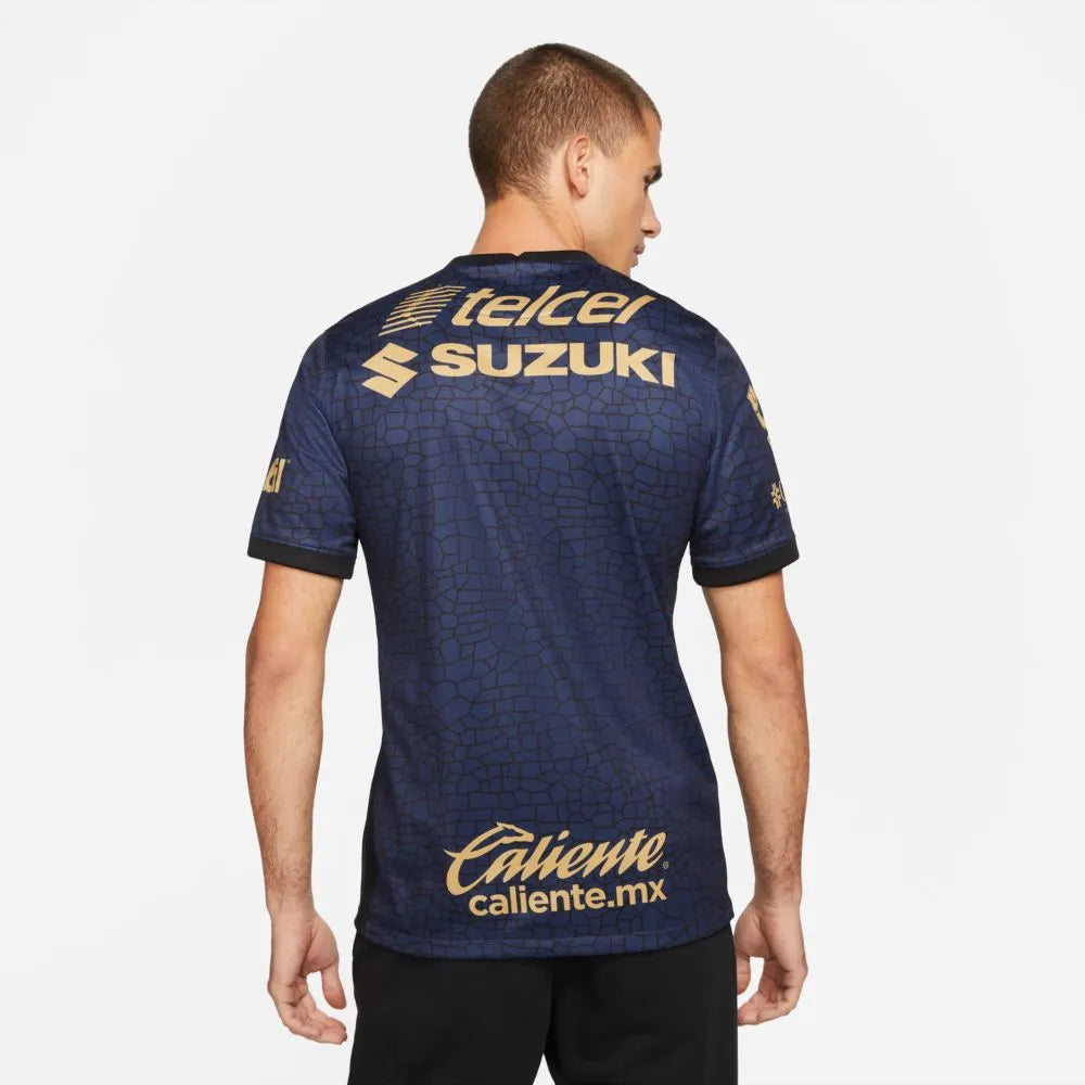 Nike 2021-22 Pumas Away Jersey - Navy-Gold (Model - Back)