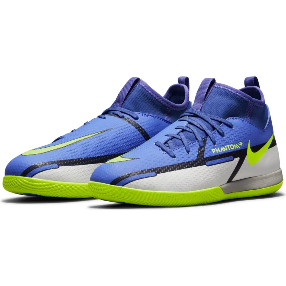 Nike JR Phantom GT2 Academy IC - Sapphire-Volt-Grey (Pair - Diagonal)