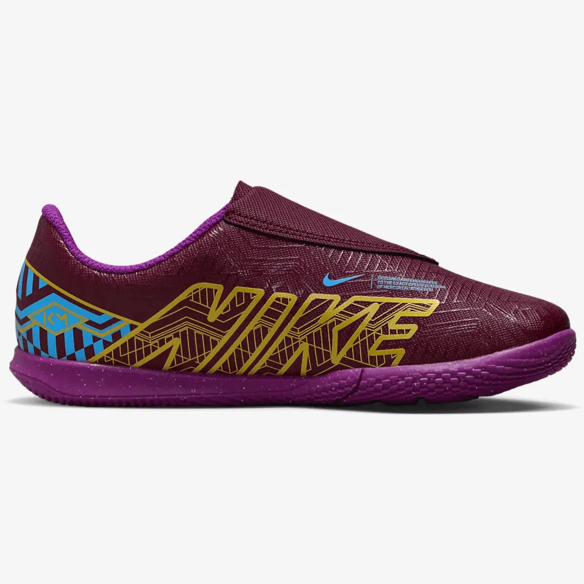 Nike Kids Vapor 15 Club KM Indoor PS (V) - Dark Beetroot-Gold (Side 2)