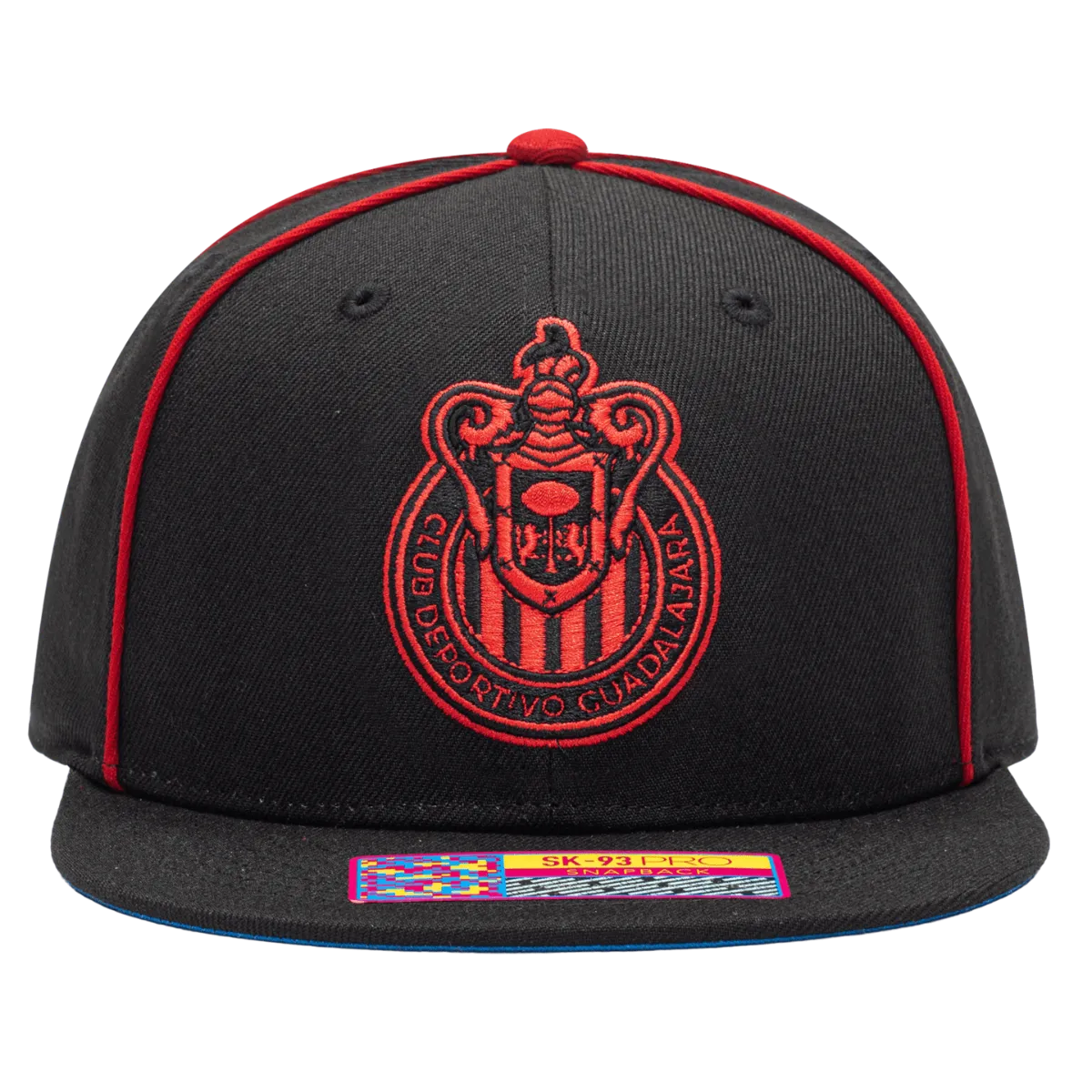 FI Collection Chivas Cali Night Snapback Hat - Black-Red (Front)