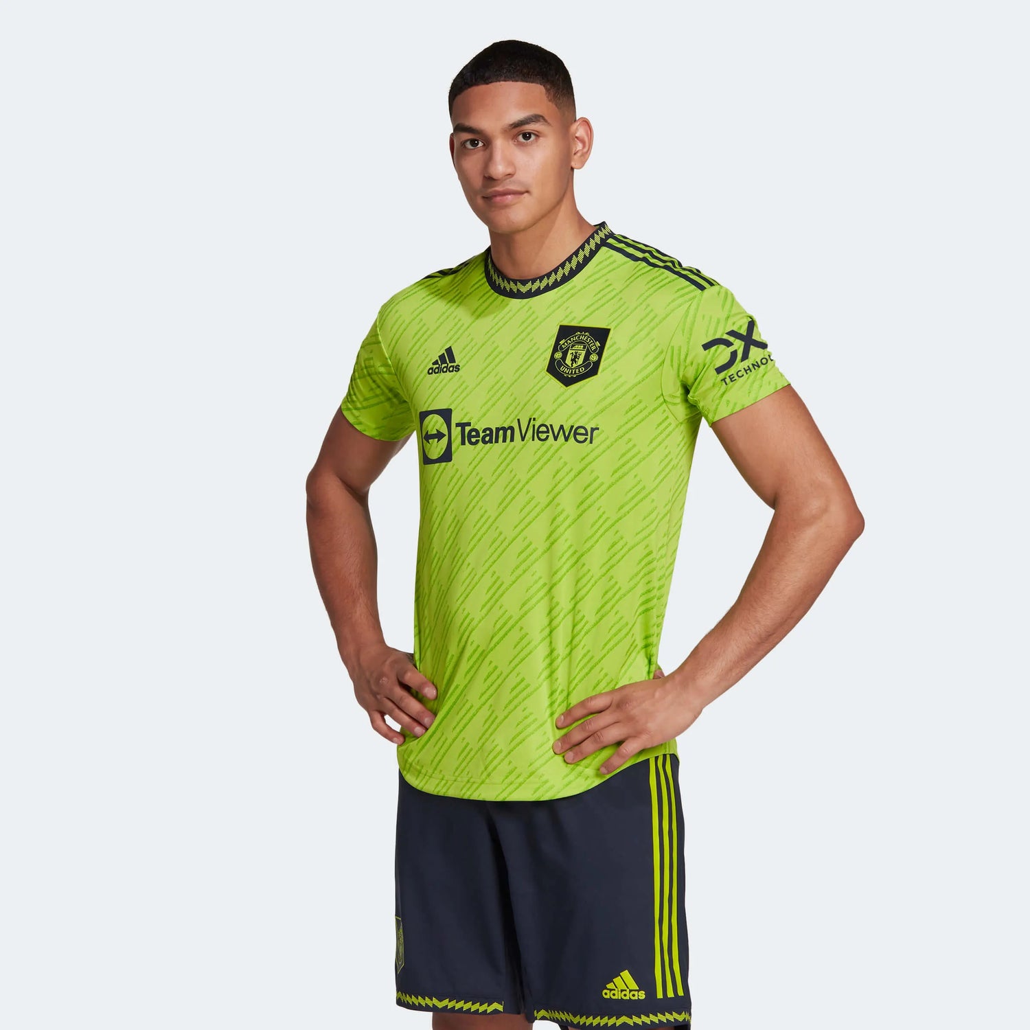 adidas 2022-23 Manchester United Authentic Third Jersey - Solar Slime (Model - Front)