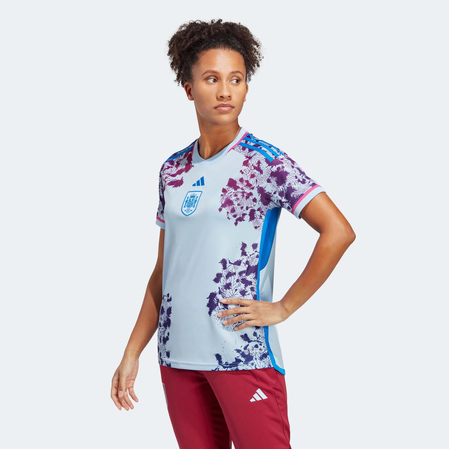 adidas 2023-24 Spain Womens Away Jersey - Glow Blue (Model - Front)