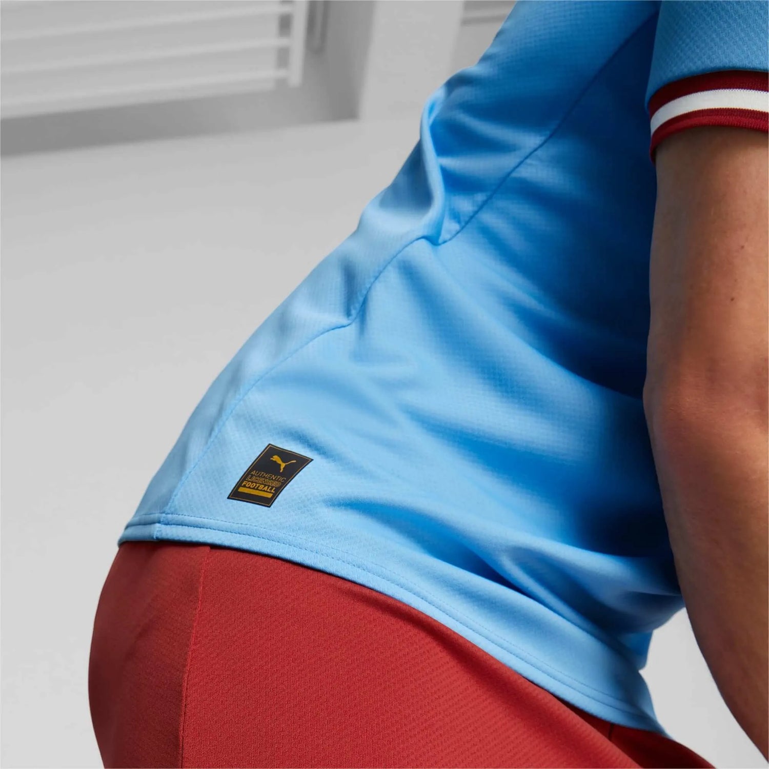 Puma 2022-23 Manchester City Home Jersey - Light Blue-Intense Red (Detail 2)