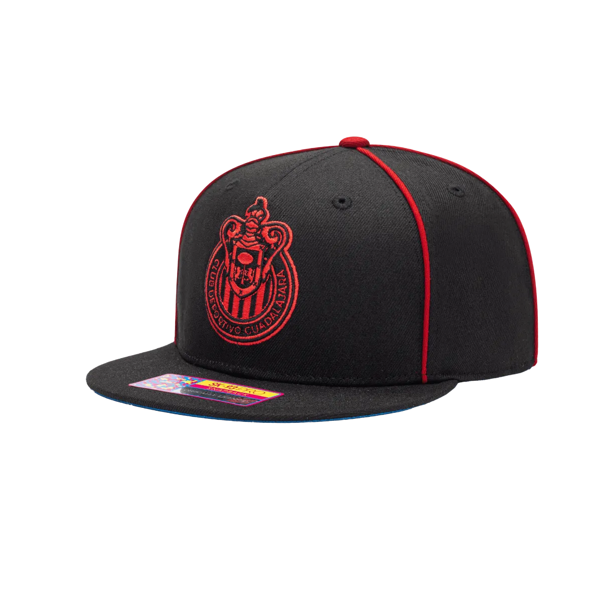 FI Collection Chivas Cali Night Snapback Hat - Black-Red (Diagonal 1)