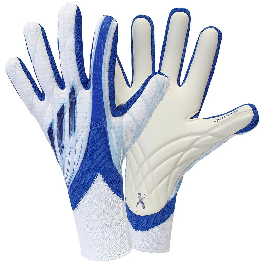 adidas X Edge GL Pro Goalkeeper Gloves - White-Hi Res Blue (Set)