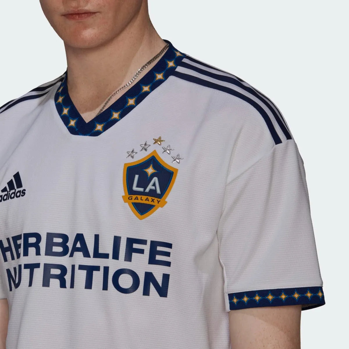 adidas 2022-23 LA Galaxy Authentic Home Jersey - White-Navy (Detail 1)