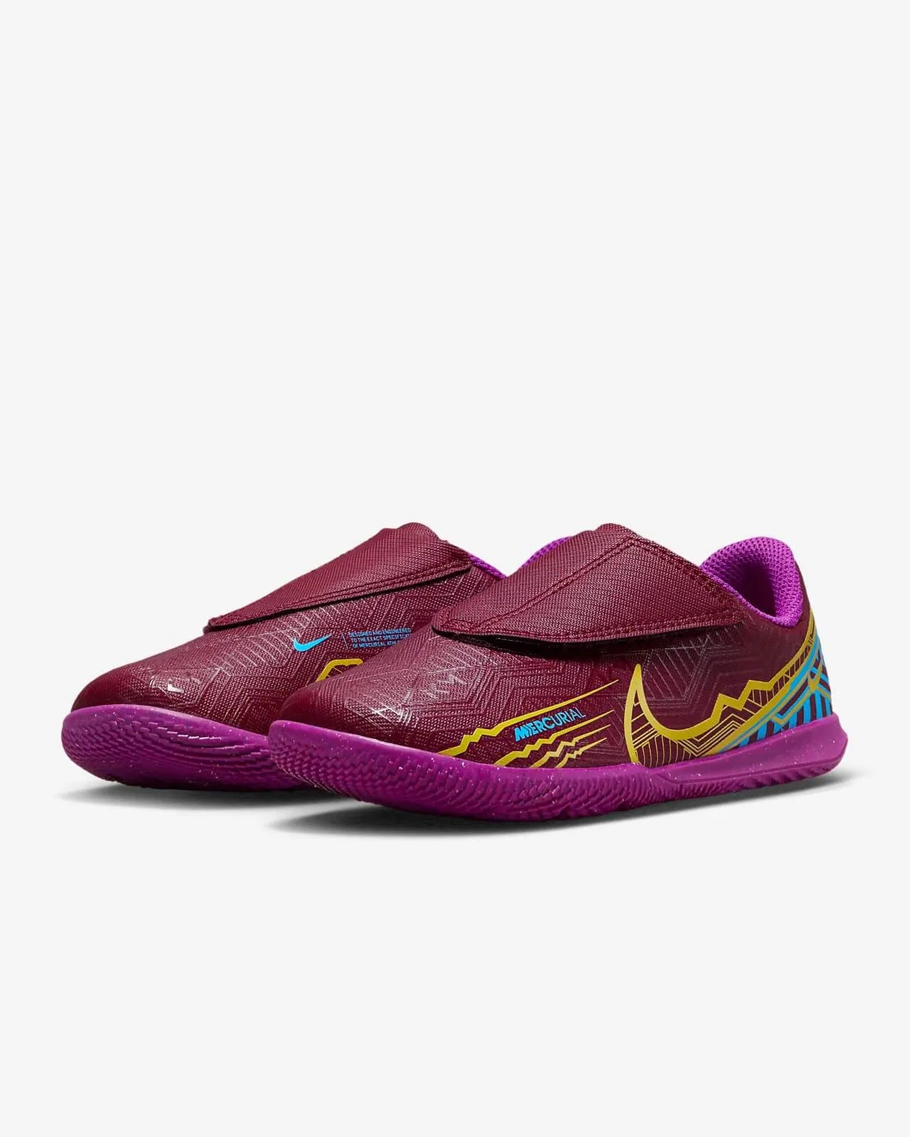 Nike Kids Vapor 15 Club KM Indoor PS (V) - Dark Beetroot-Gold (Pair - Lateral)