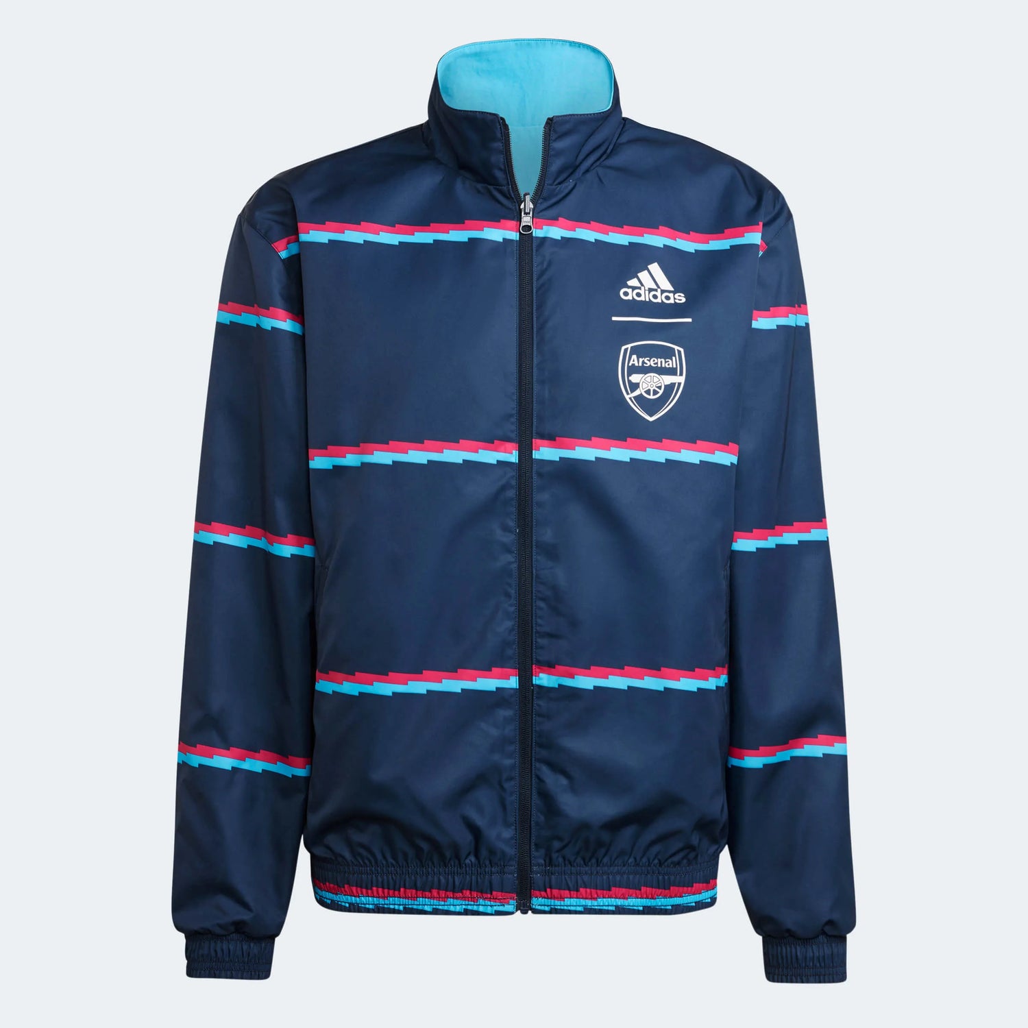 adidas 2023 Arsenal Reversible Anthem Jacket - Sky Rush (Front)